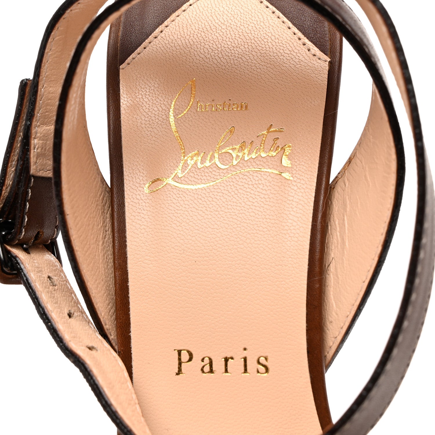 Christian Louboutin Nappa Loubi Bee Alta 130 Sandals 38.5 Cuoio 6 of 8