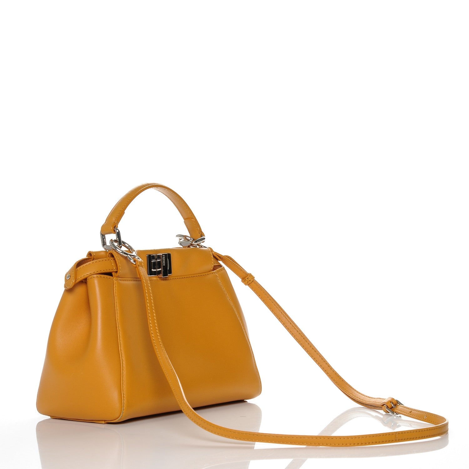 Fendi Nappa Mini Peekaboo Iconic Satchel Giallo Syrup 3 of 6