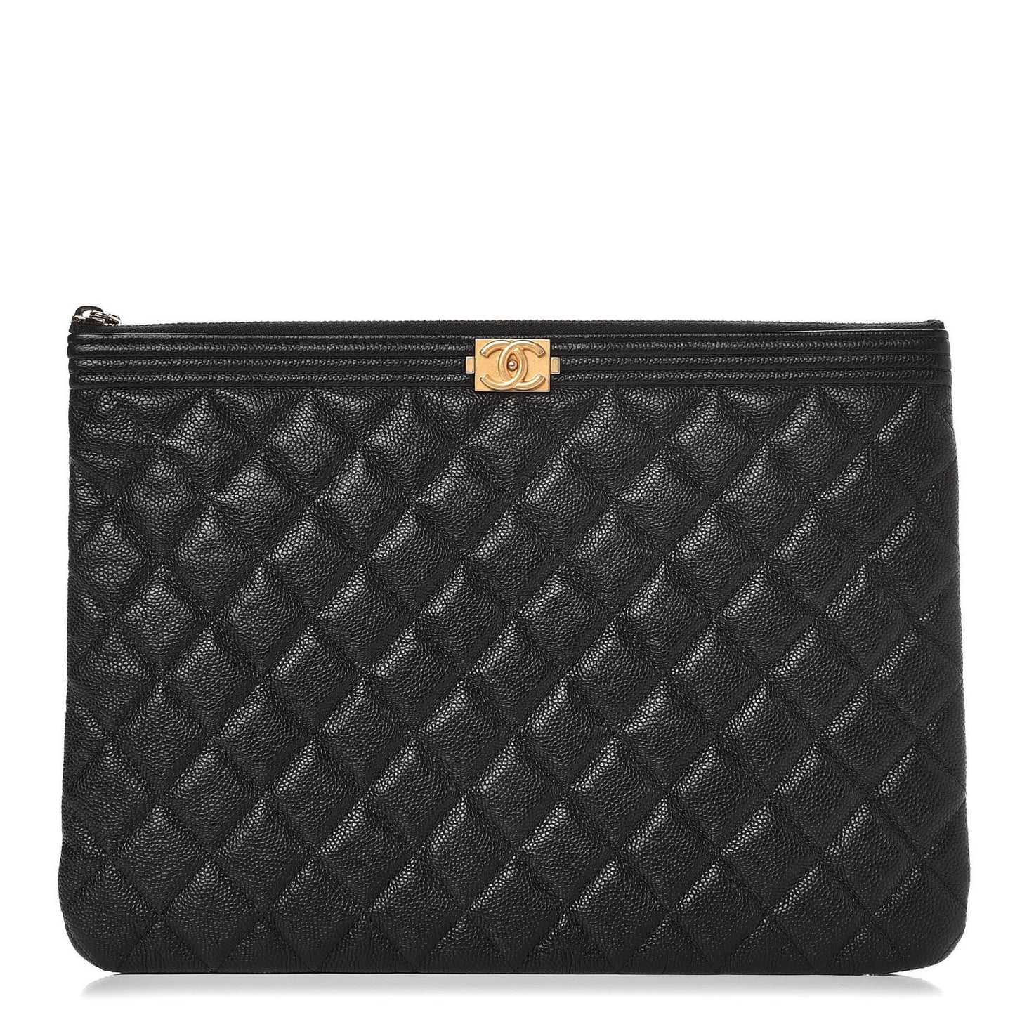 Caviar Quilted Medium Boy Cosmetic Case Black