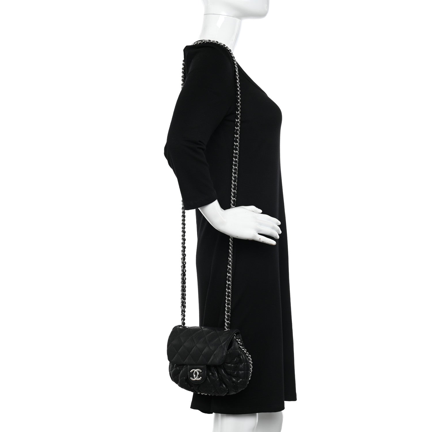 Chanel Washed Lambskin Quilted Mini Chain Around Flap Black 2 of 12