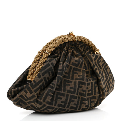 Fendi Fabric Jacquard FF Braided Shell Clutch Tobacco 3 of 11