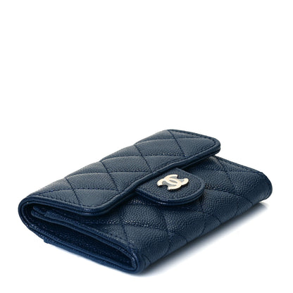 Chanel Caviar Quilted Flap Card Holder Wallet Navy Blue 4 of 9