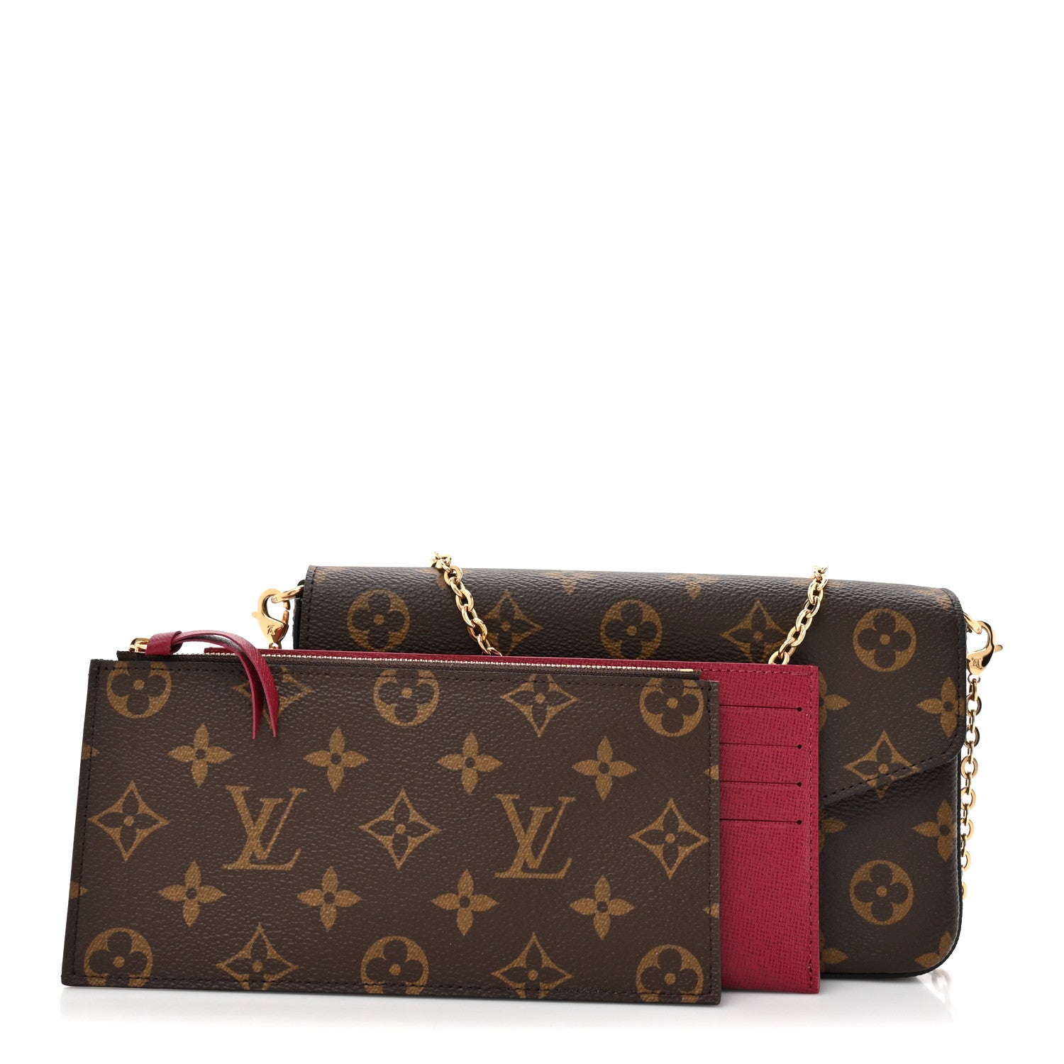 Louis Vuitton Monogram Pochette Felicie Chain Wallet Fuchsia 3 of 13