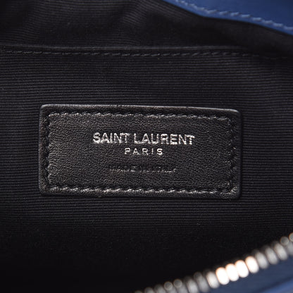 Saint Laurent Calfskin Matelasse Chevron Monogram A5 Wristlet Medium Blue 6 of 9