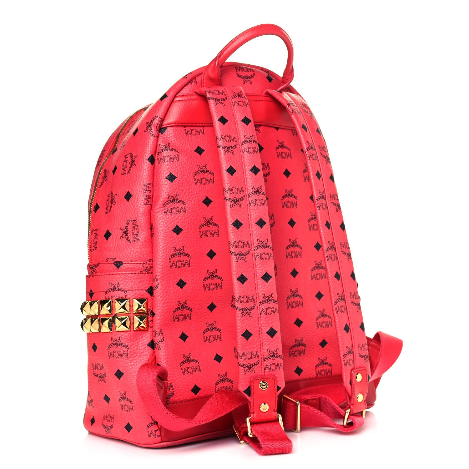 MCM Visetos Medium Side Studs Stark Backpack Corail 2 of 10