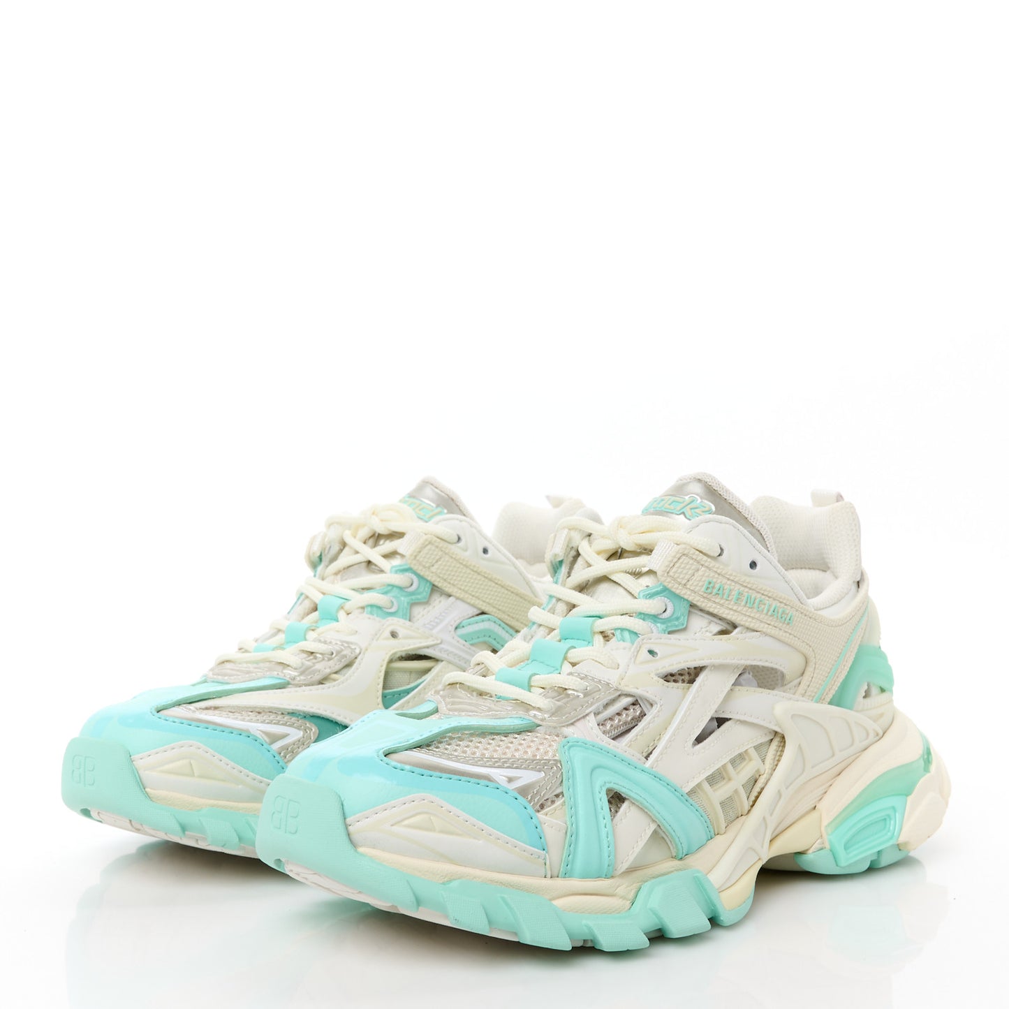 Rubber Mesh Tri-Color Womens Track.2 Open Sneakers 37 Mint Light Beige Grey
