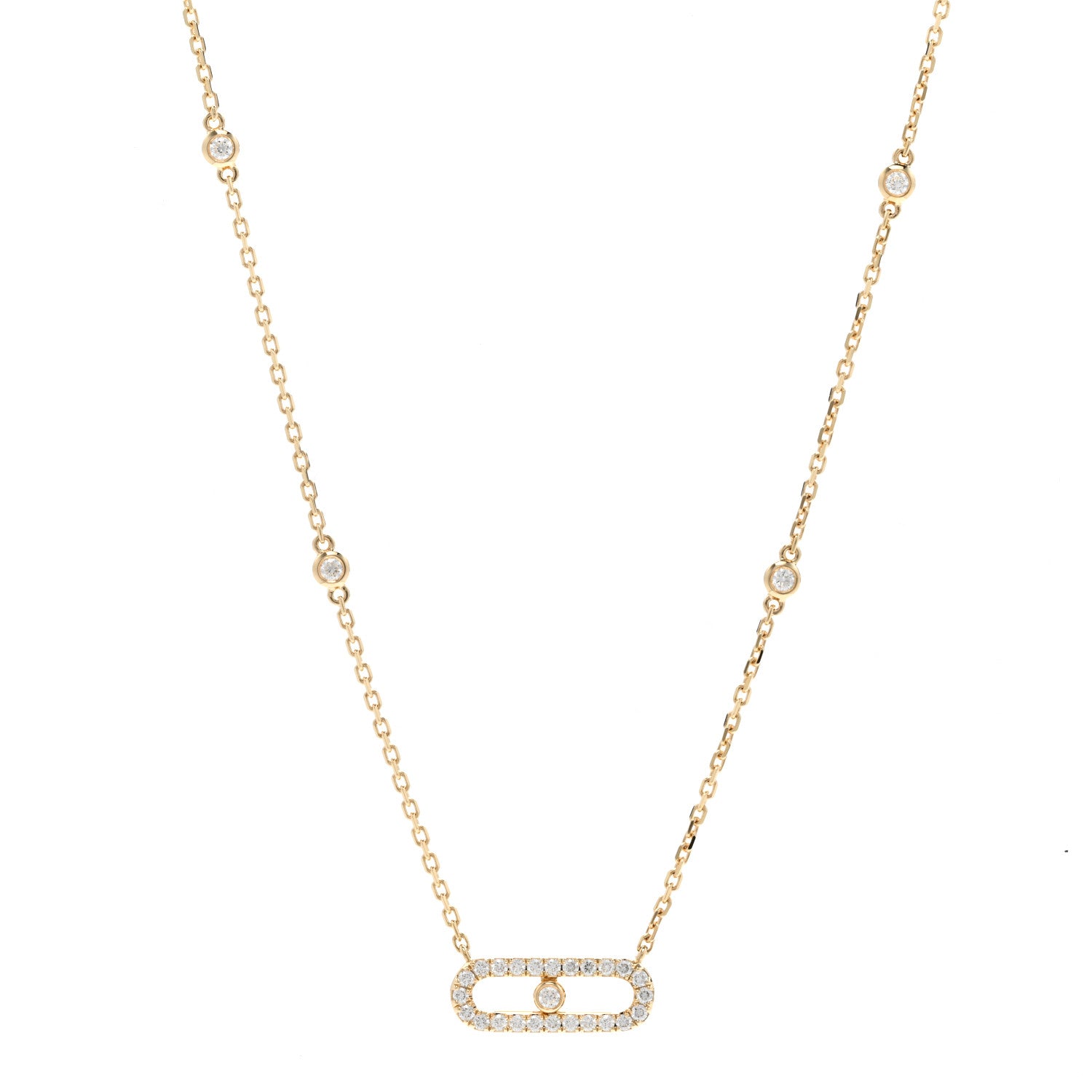 Messika 18K Yellow Gold Diamond Move Uno Pave Necklace 1 of 6