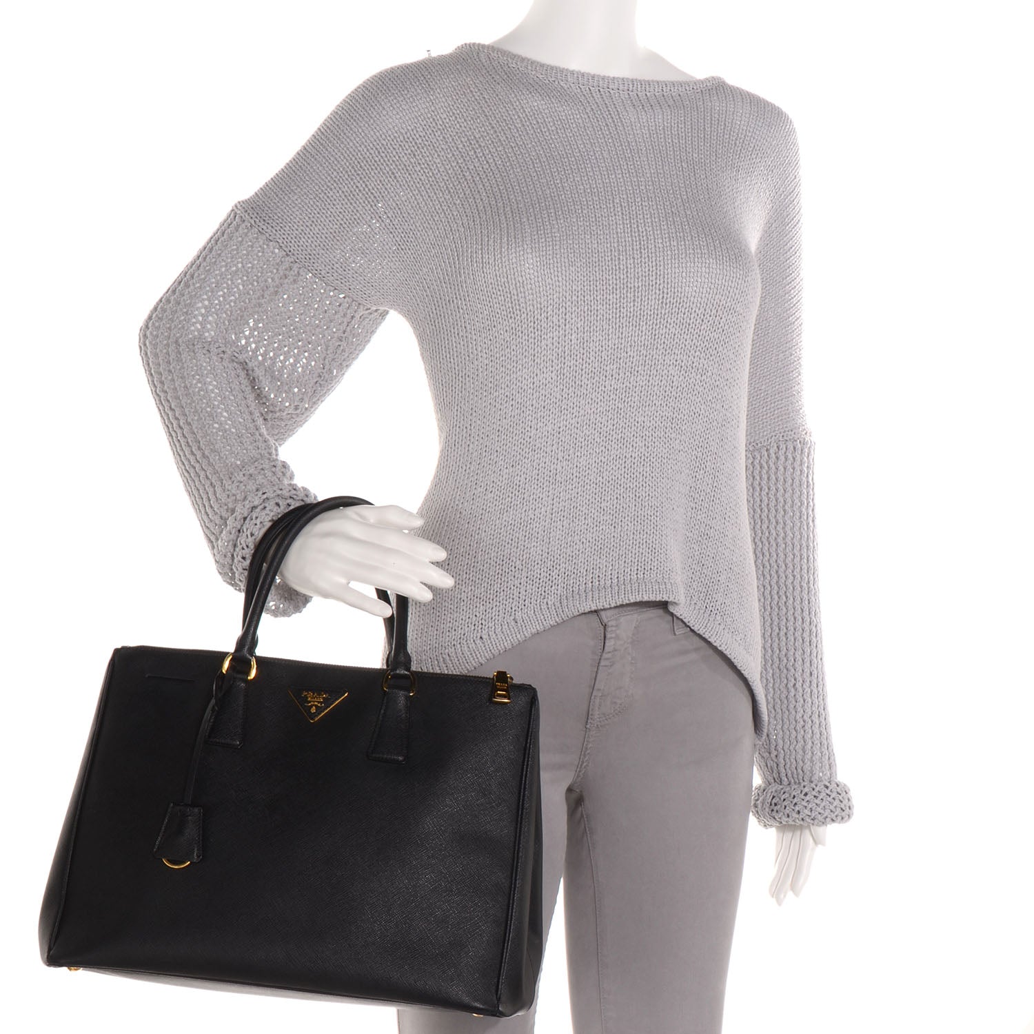Prada Saffiano Lux Large Double Zip Tote Nero Black 2 of 11