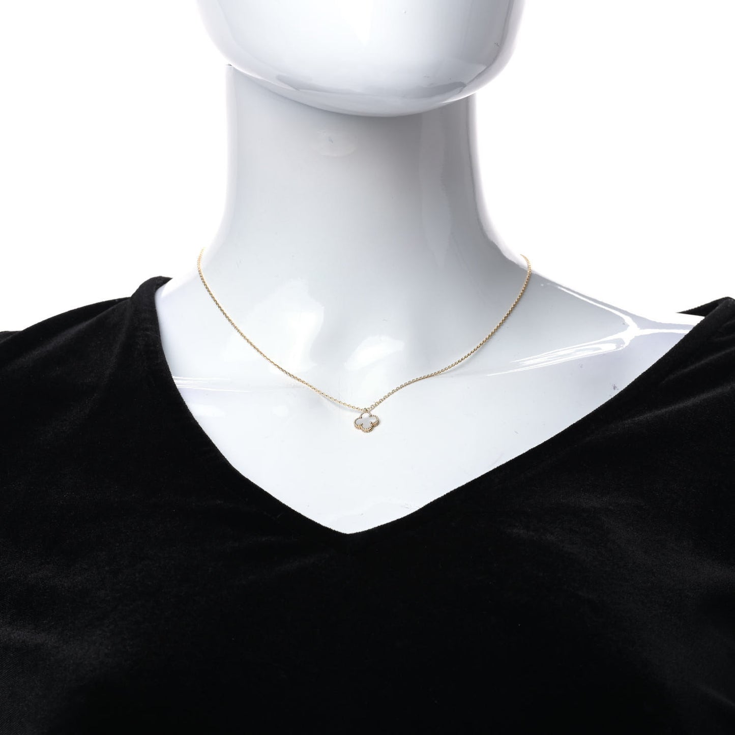 18K Yellow Gold Mother of Pearl Sweet Alhambra Pendant Necklace