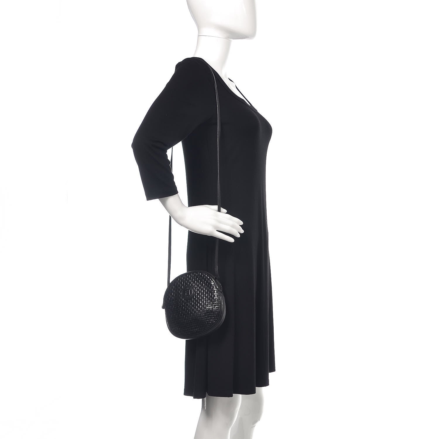 Fendi Calfskin Woven Crossbody Black 2 of 12