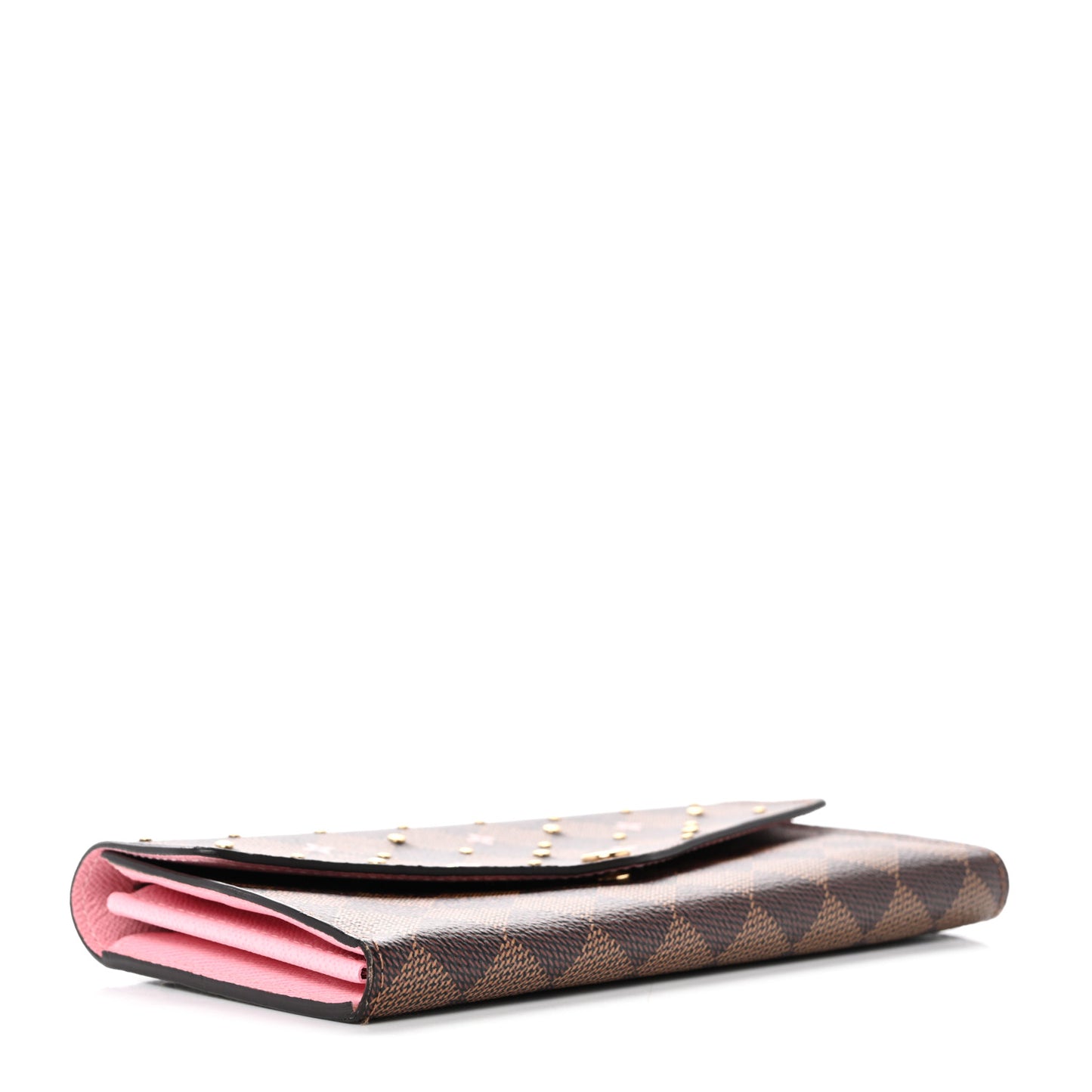 Damier Ebene Studded Sarah Wallet NM Rose Ballerine
