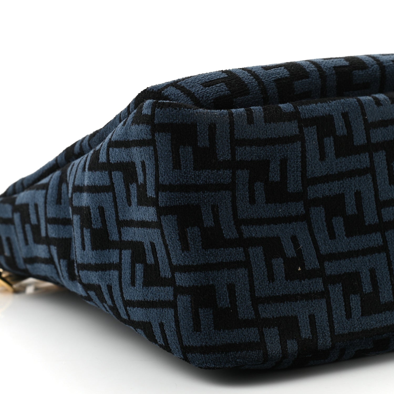Fendi Chenille Vitello Seta Plexiglass FF Fendi O'Lock Zipper Blue Black 8 of 9
