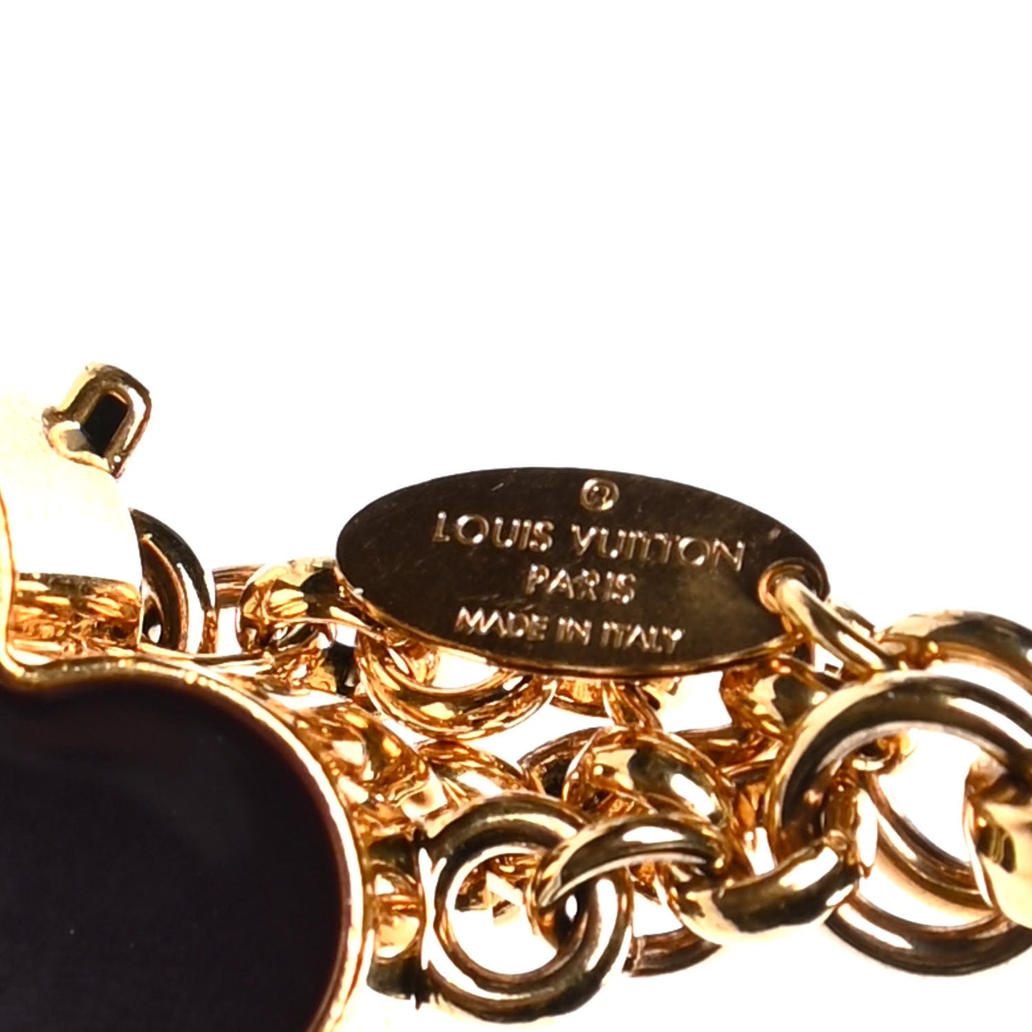 Metal Enamel Fleur De Monogram Bag Charm Dore