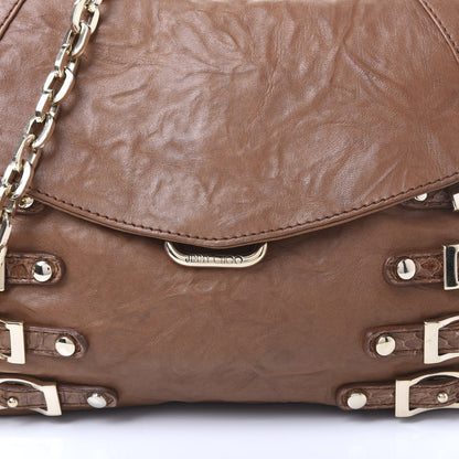 Jimmy Choo Lambskin Elaphe Snakeskin Brix Convertible Clutch Brown 6 of 8