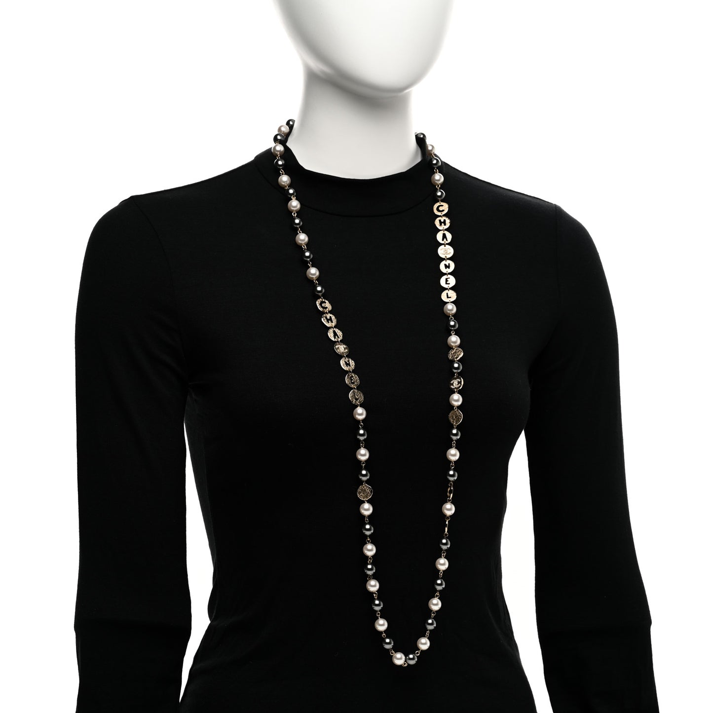 Pearl Papyrus Long Necklace Gold Pearly White Gold