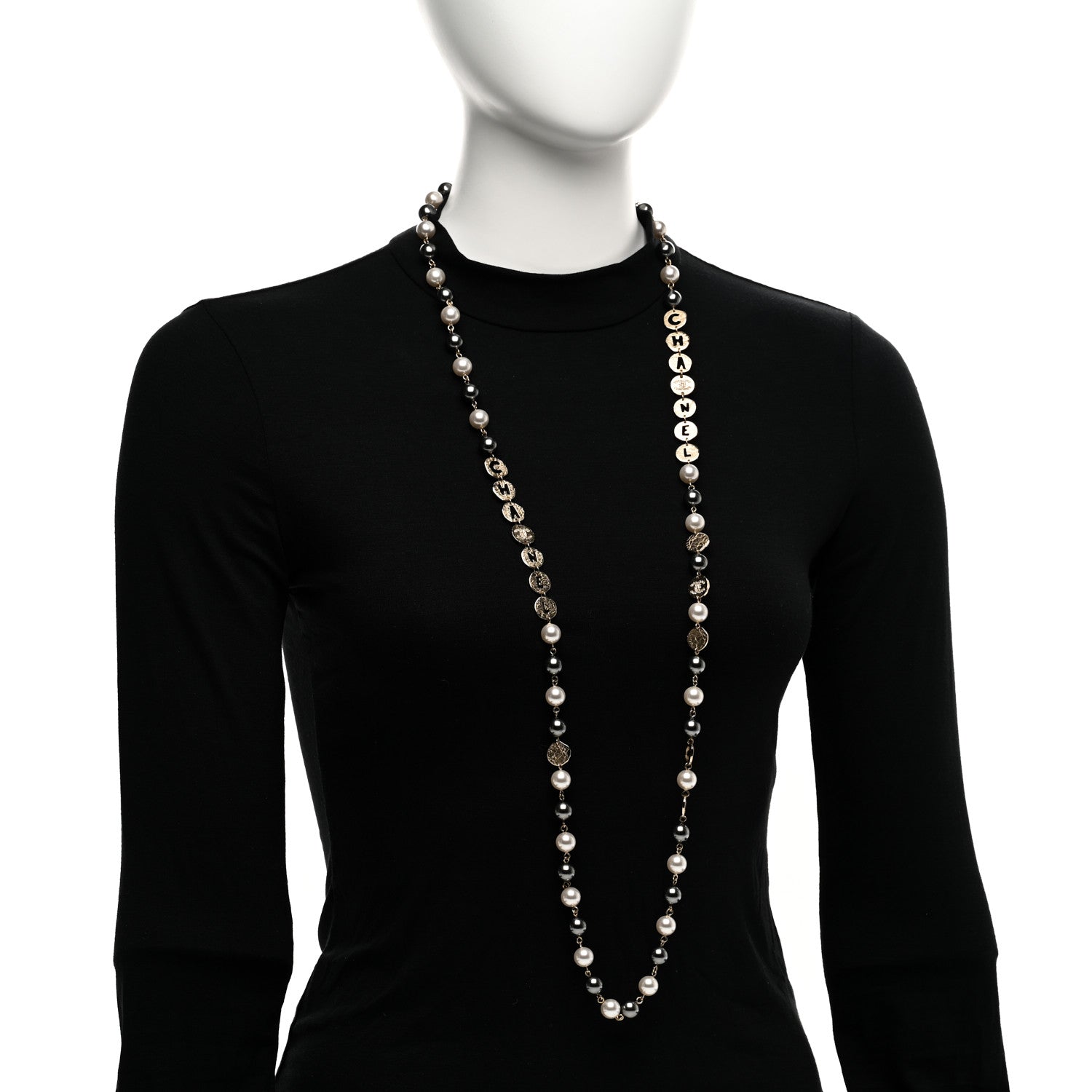 Chanel Pearl Papyrus Long Necklace Gold Pearly White Gold 2 of 6