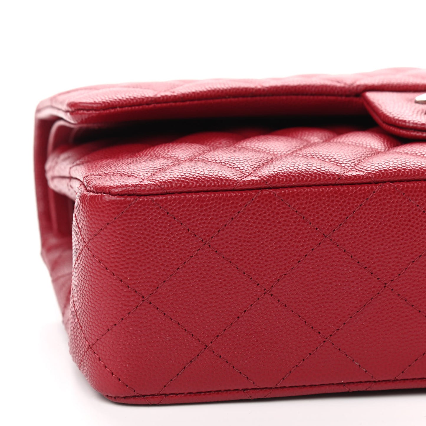 Caviar Quilted Medium Double Flap Red