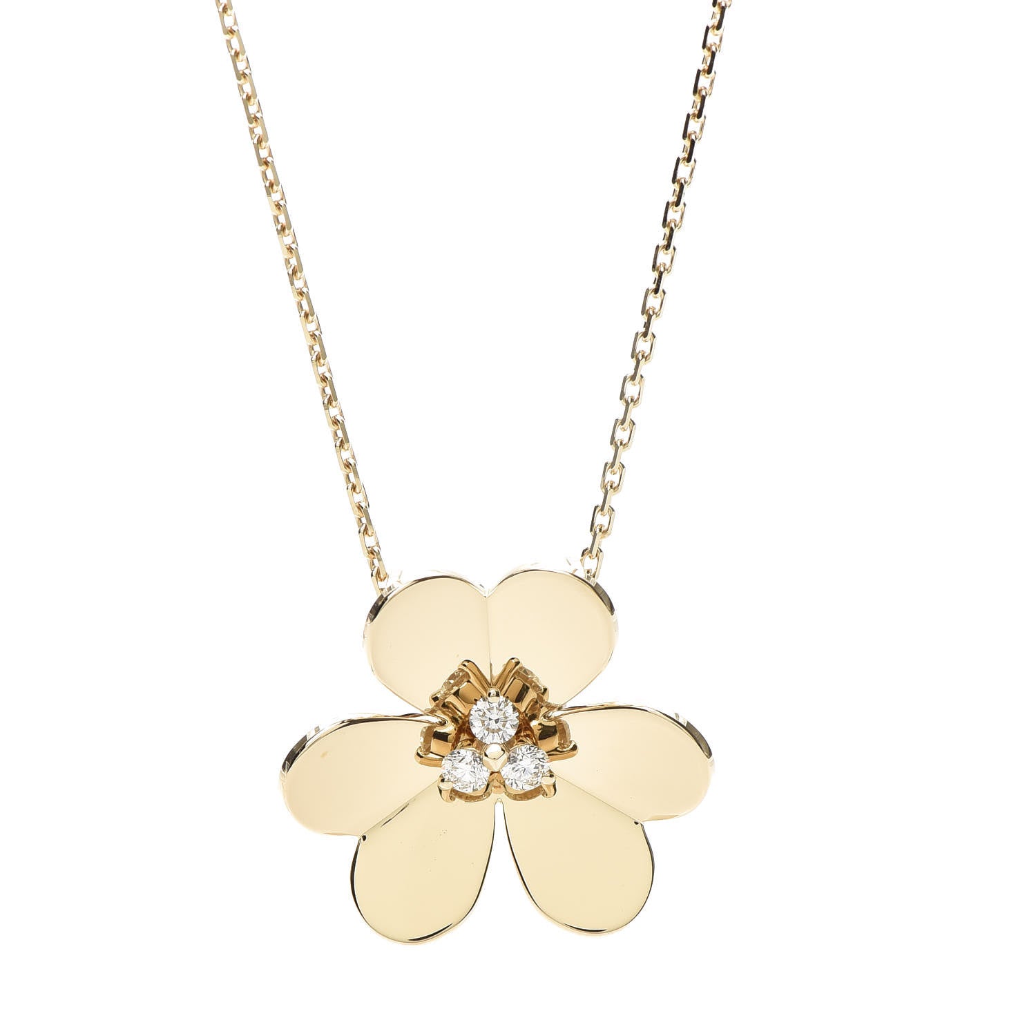 Van Cleef & Arpels 18K Yellow Gold Diamond Very Large Frivole Clip Pendant Necklace 4 of 9