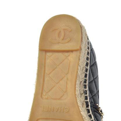 Chanel Lambskin Quilted CC Chain Espadrilles 36 Black 22 of 25