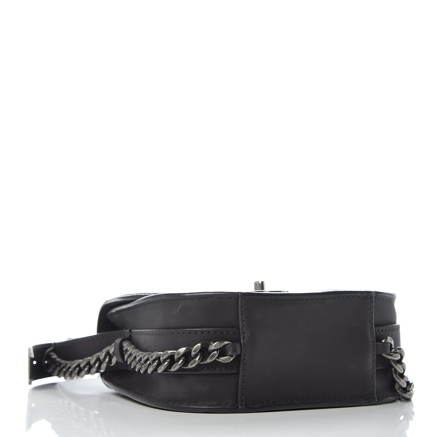 Chanel Calfskin Quilted Small Double Chained Messenger Flap Charcoal 4 of 11