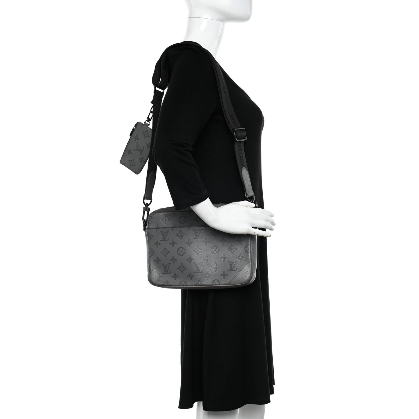 Calfskin Monogram Shadow Duo Messenger Anthracite Gray