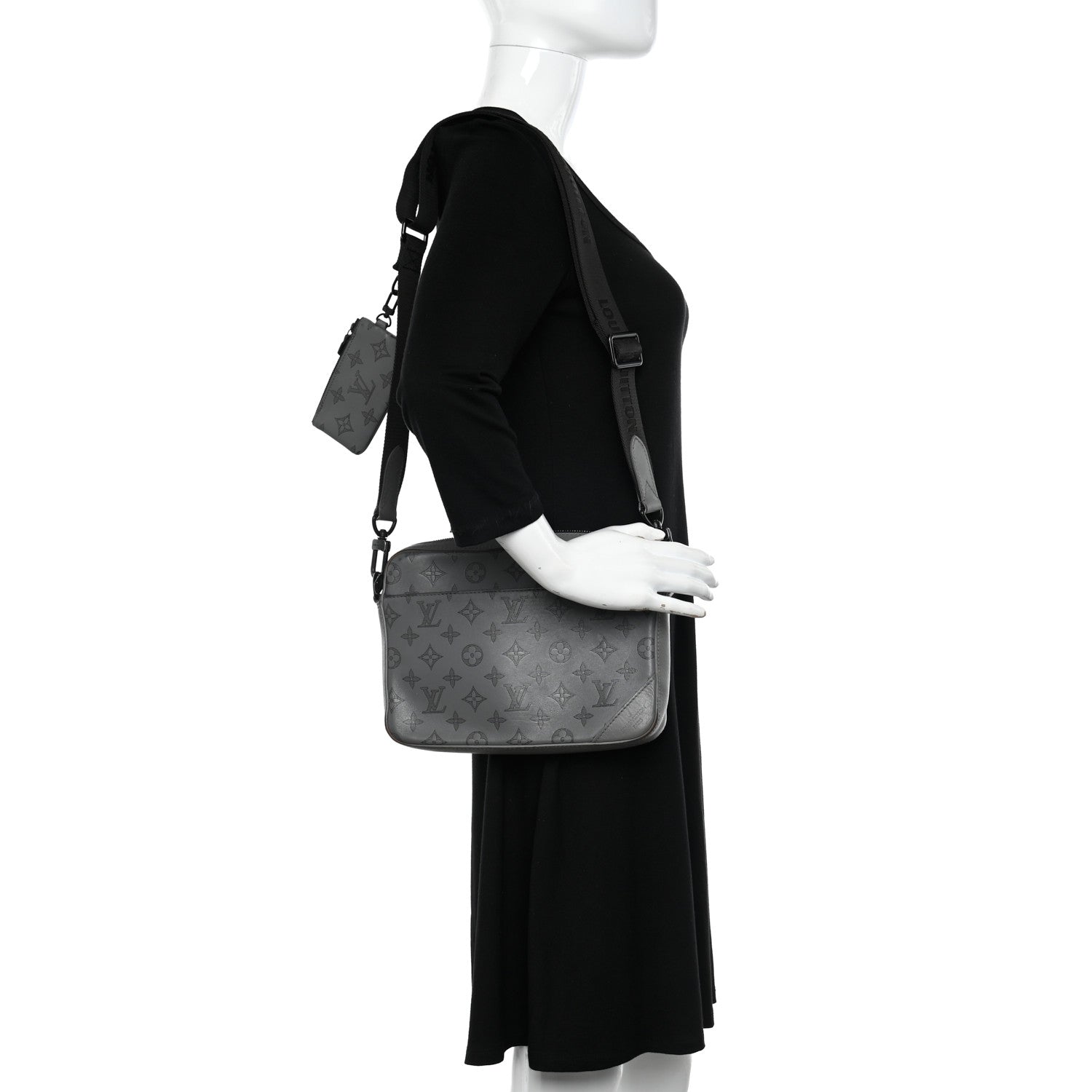 Louis Vuitton Calfskin Monogram Shadow Duo Messenger Anthracite Gray 2 of 14