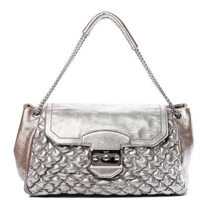 Alexander McQueen Grained Goatskin Quilted Shoulder Bag Pewter 1 of 4