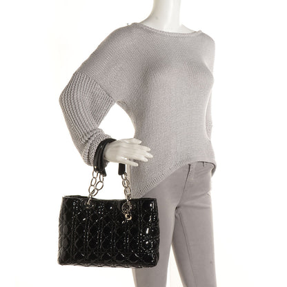 Christian Dior Patent Cannage Dior Soft Shopping Tote Black 2 of 8