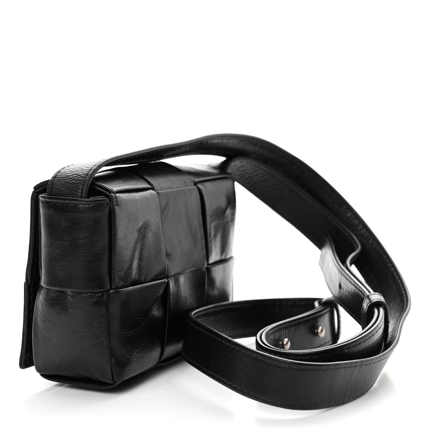 Bottega Veneta Paper Calfskin Maxi Intreccio Extra Mini Cassette Crossbody Bag Black 3 of 13