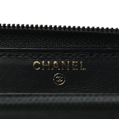 Chanel Caviar Quilted Boy Long Zip Around Wallet Black 7 of 10