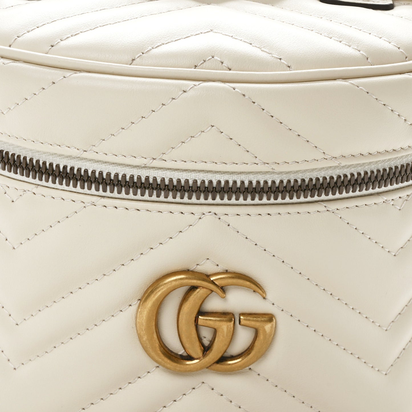 Calfskin Matelasse Mini GG Marmont Round Backpack White