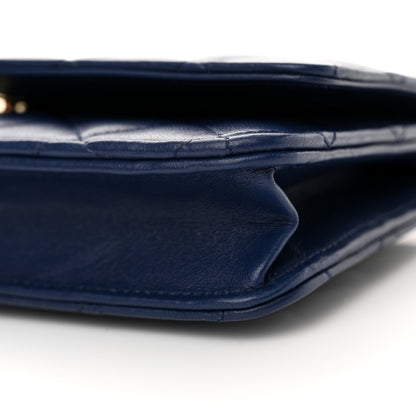 Chanel Lambskin Quilted Wallet On Chain WOC Dark Blue 11 of 12