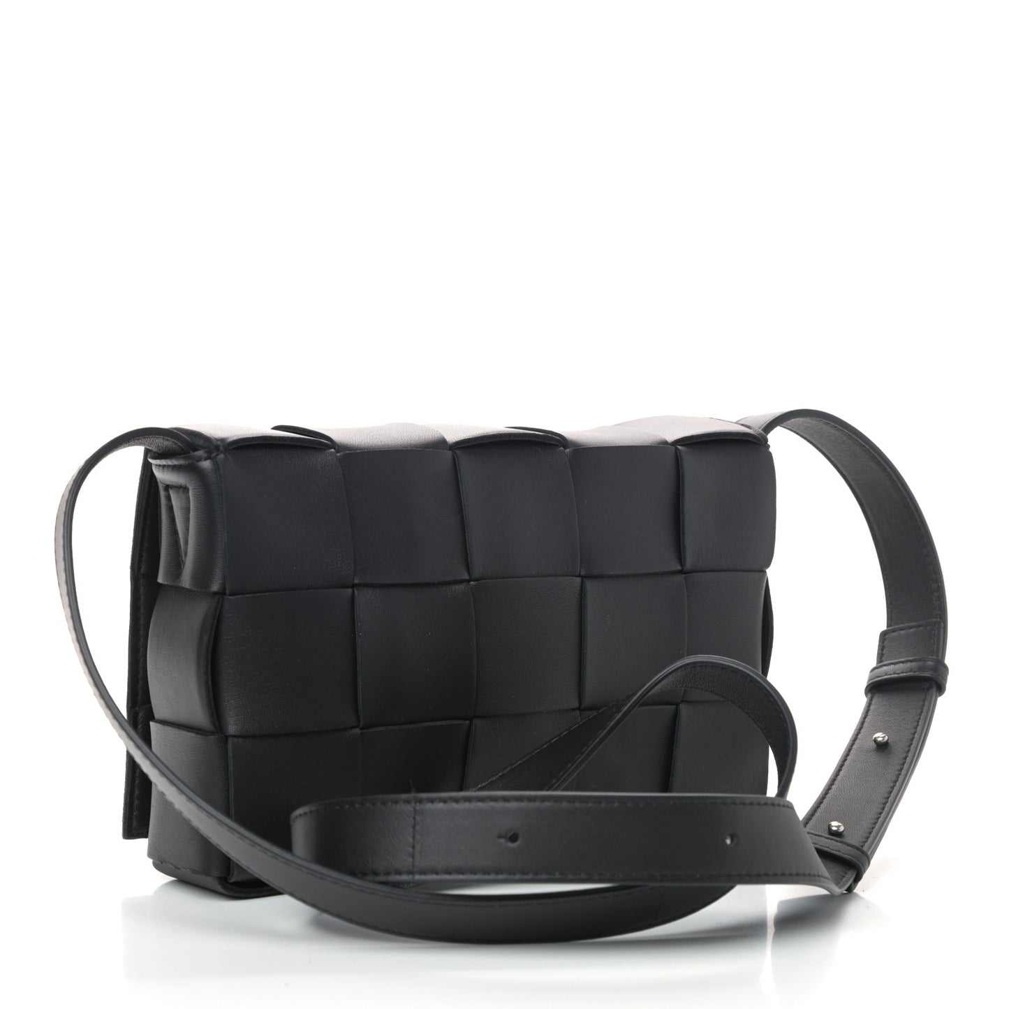 Lambskin Maxi Intrecciato Cassette Crossbody Bag Black