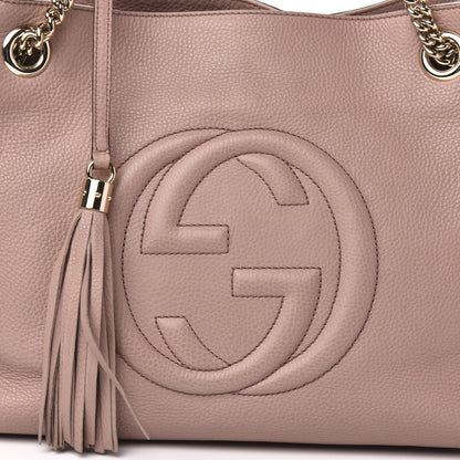 Gucci Pebbled Calfskin Medium Soho Chain Shoulder Bag Dark Cipria 14 of 14