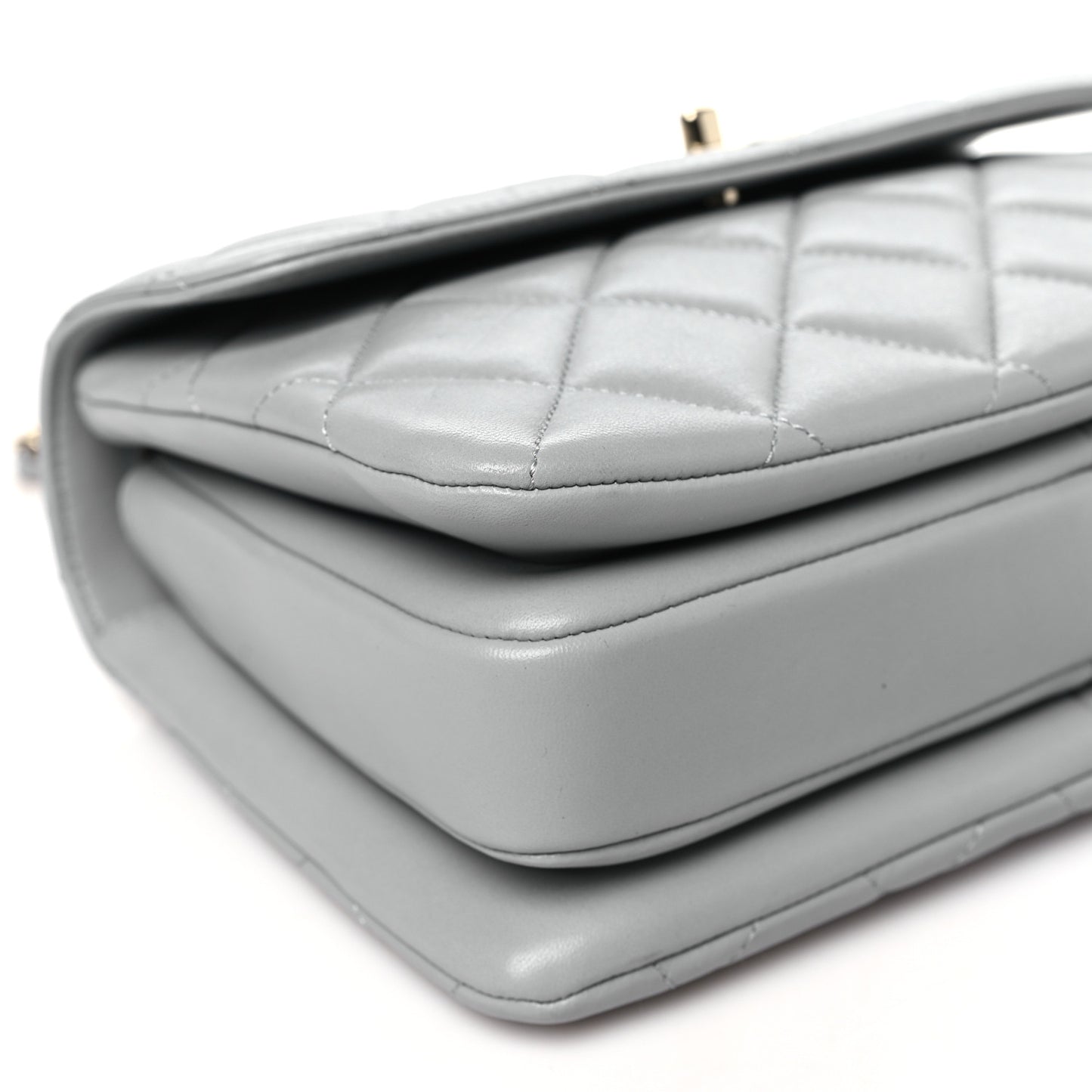 Lambskin Quilted Mini Trendy CC Dual Handle Flap Bag Light Grey