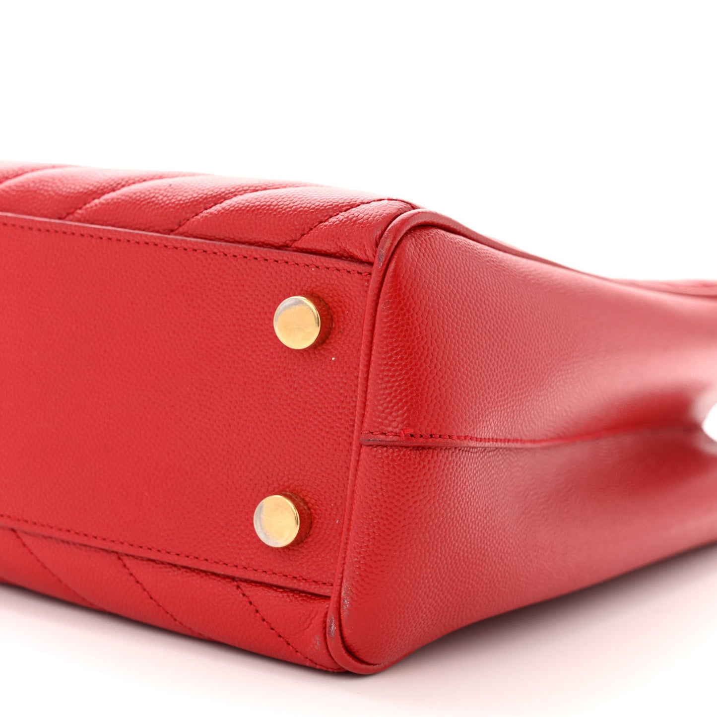 Grain De Poudre Matelasse Chevron Monogram Shopping Bag Red