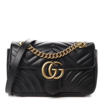 Gucci Calfskin Matelasse Mini GG Marmont Shoulder Bag Black 1 of 10