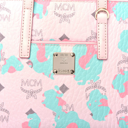 MCM Visetos Floral Leopard Mini Anya Top Zip Shopper Tote Pink 6 of 9
