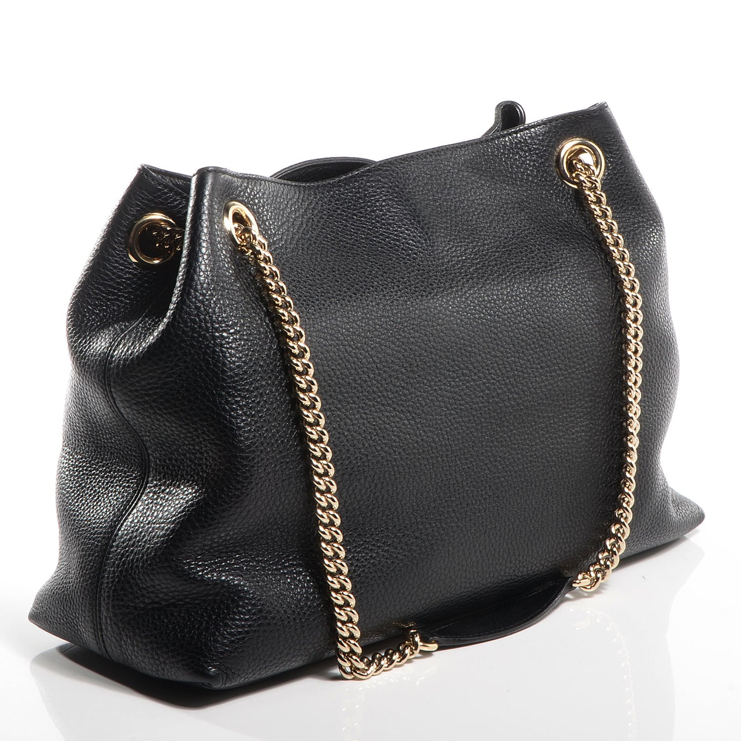 Pebbled Calfskin Medium Soho Chain Shoulder Bag Black