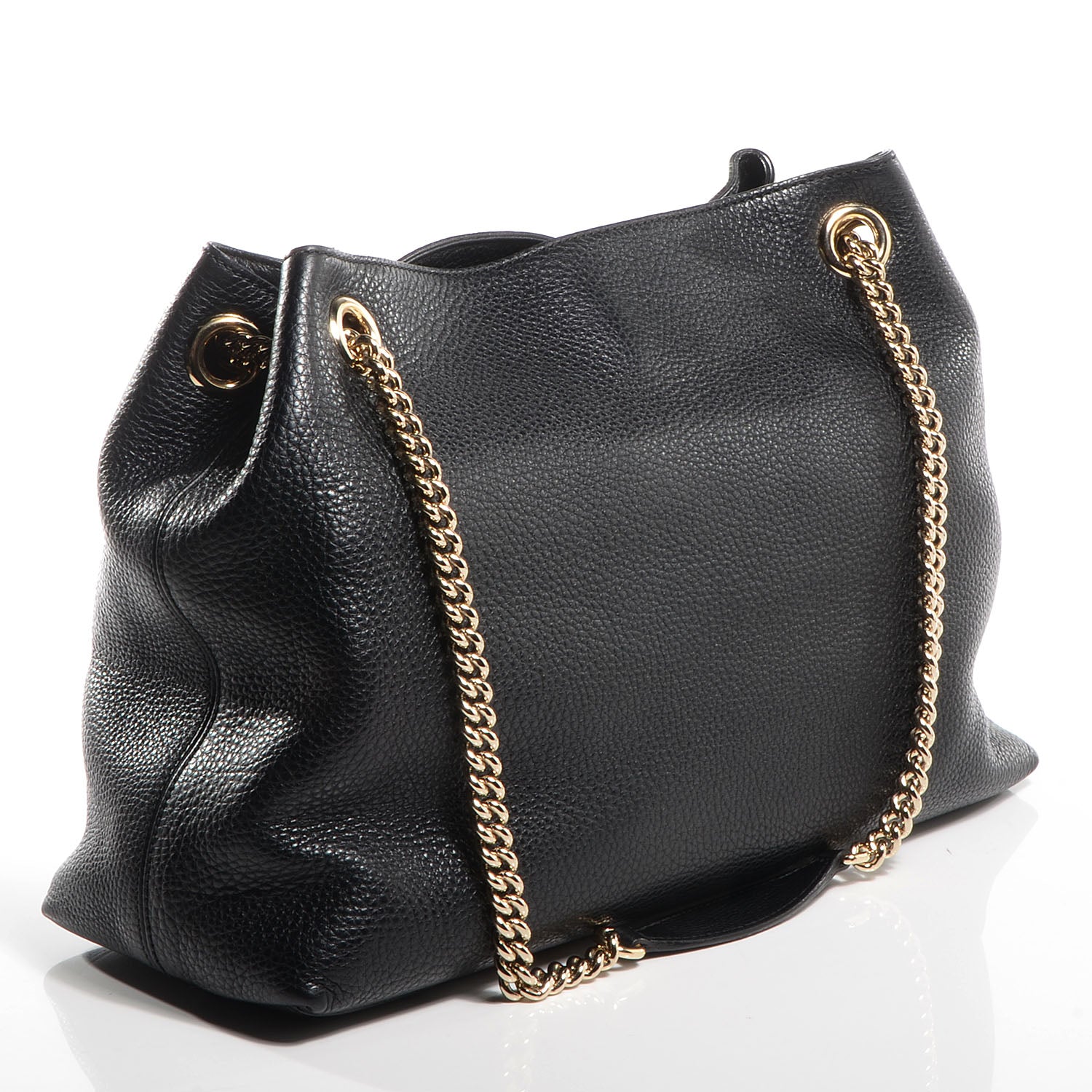 Gucci Pebbled Calfskin Medium Soho Chain Shoulder Bag Black 3 of 7
