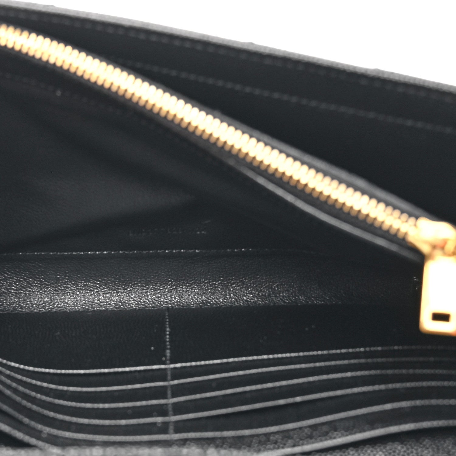 Saint Laurent Grain De Poudre Matelasse Chevron Monogram Chain Wallet Black 6 of 12