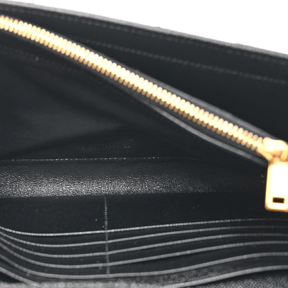 Saint Laurent Grain De Poudre Matelasse Chevron Monogram Chain Wallet Black 6 of 12