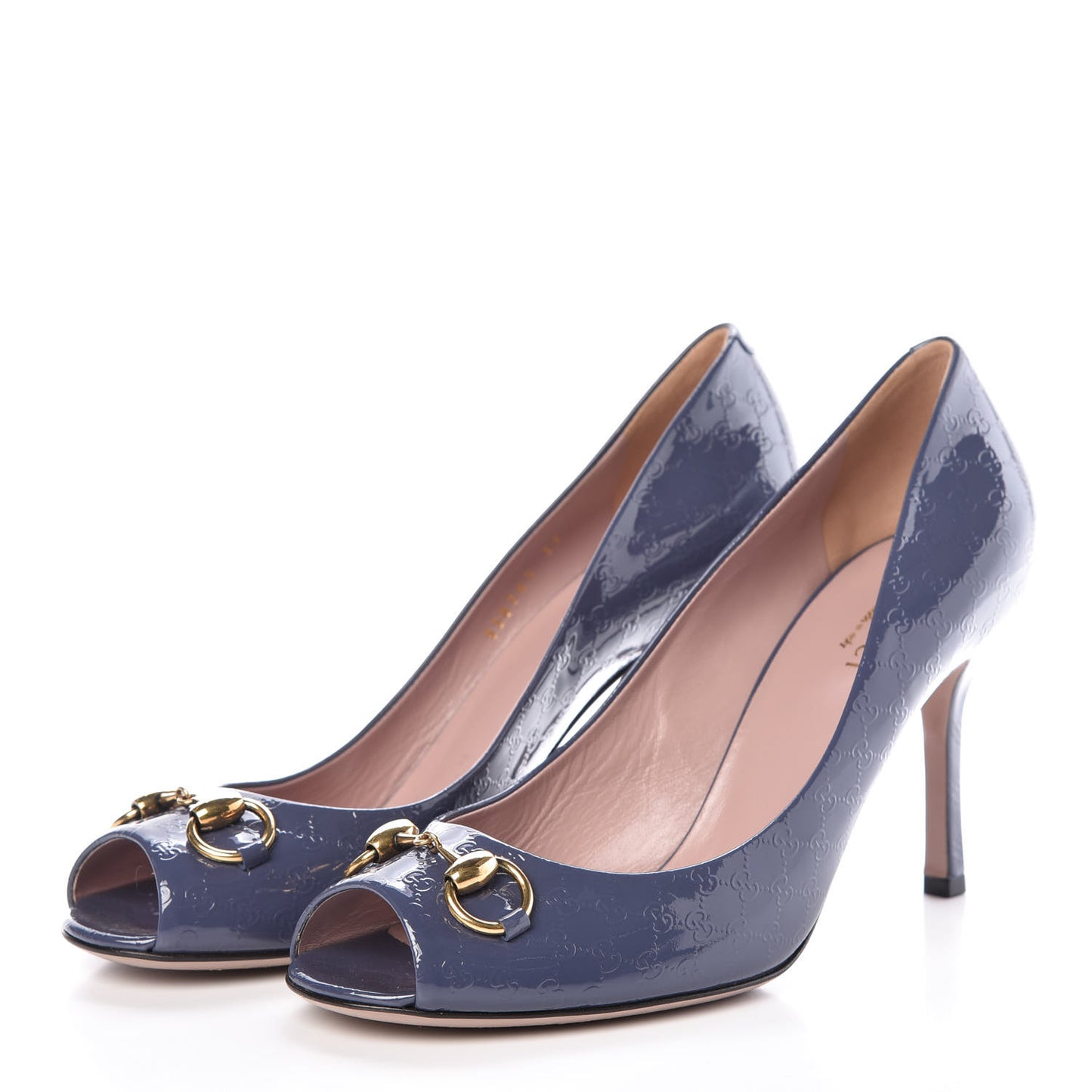 Patent Guccissima Horsebit Peep Toe Pumps 39 Lavender