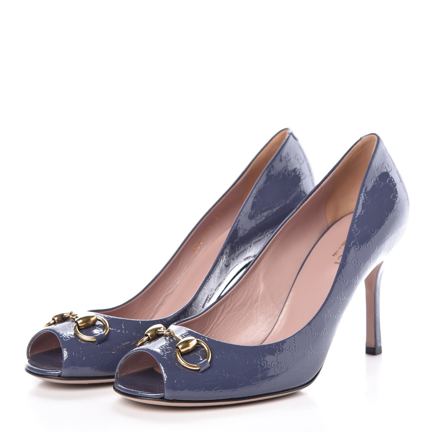 Gucci Patent Guccissima Horsebit Peep Toe Pumps 39 Lavender 3 of 7