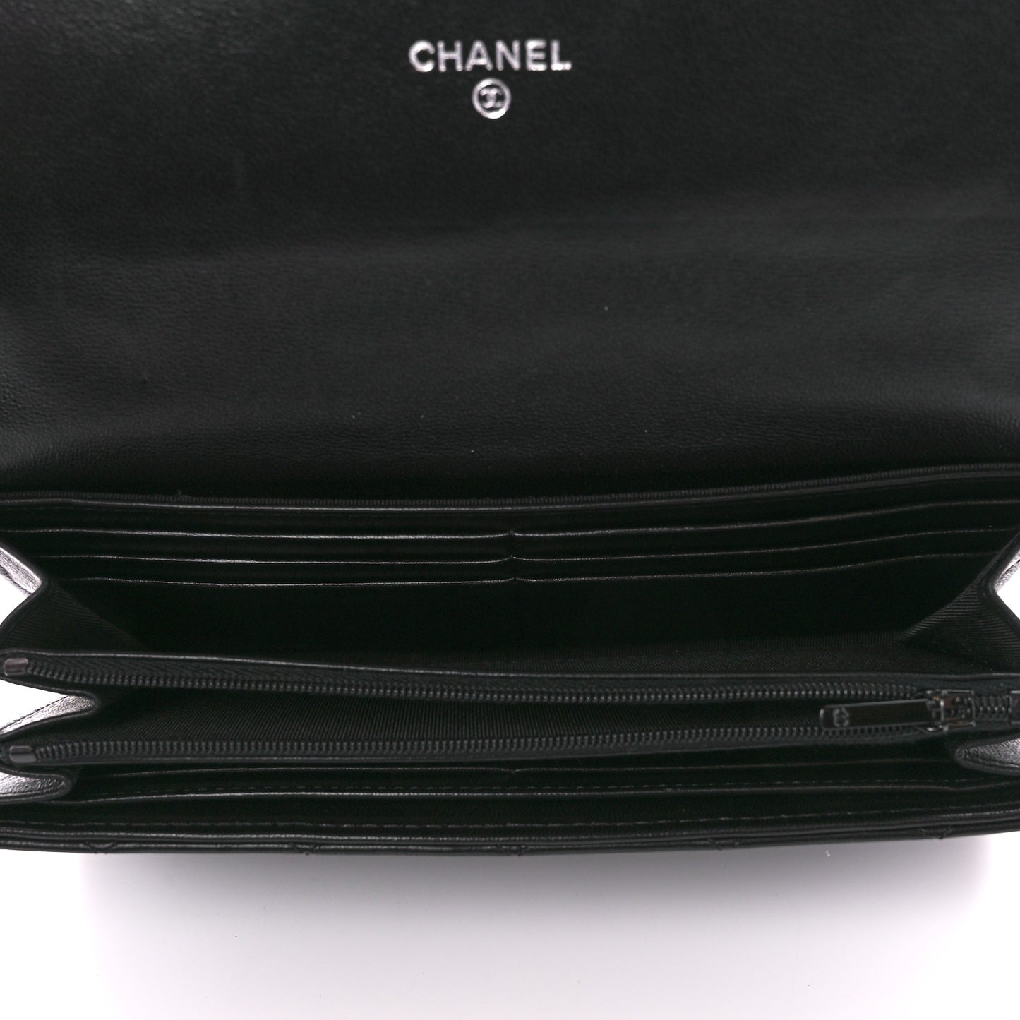Lambskin Quilted Large Gusset Flap Wallet So Black