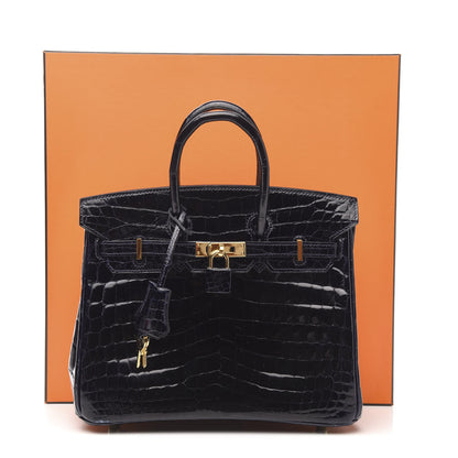 Hermes Shiny Niloticus Crocodile Birkin 25 Bleu Marine Bleu Marine 30 of 30