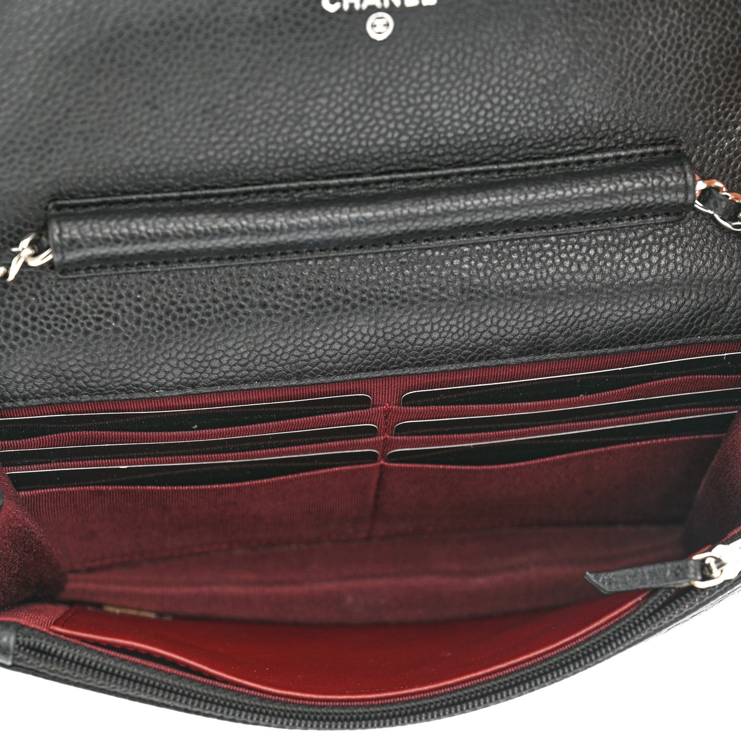Caviar Quilted Wallet on Chain WOC Black