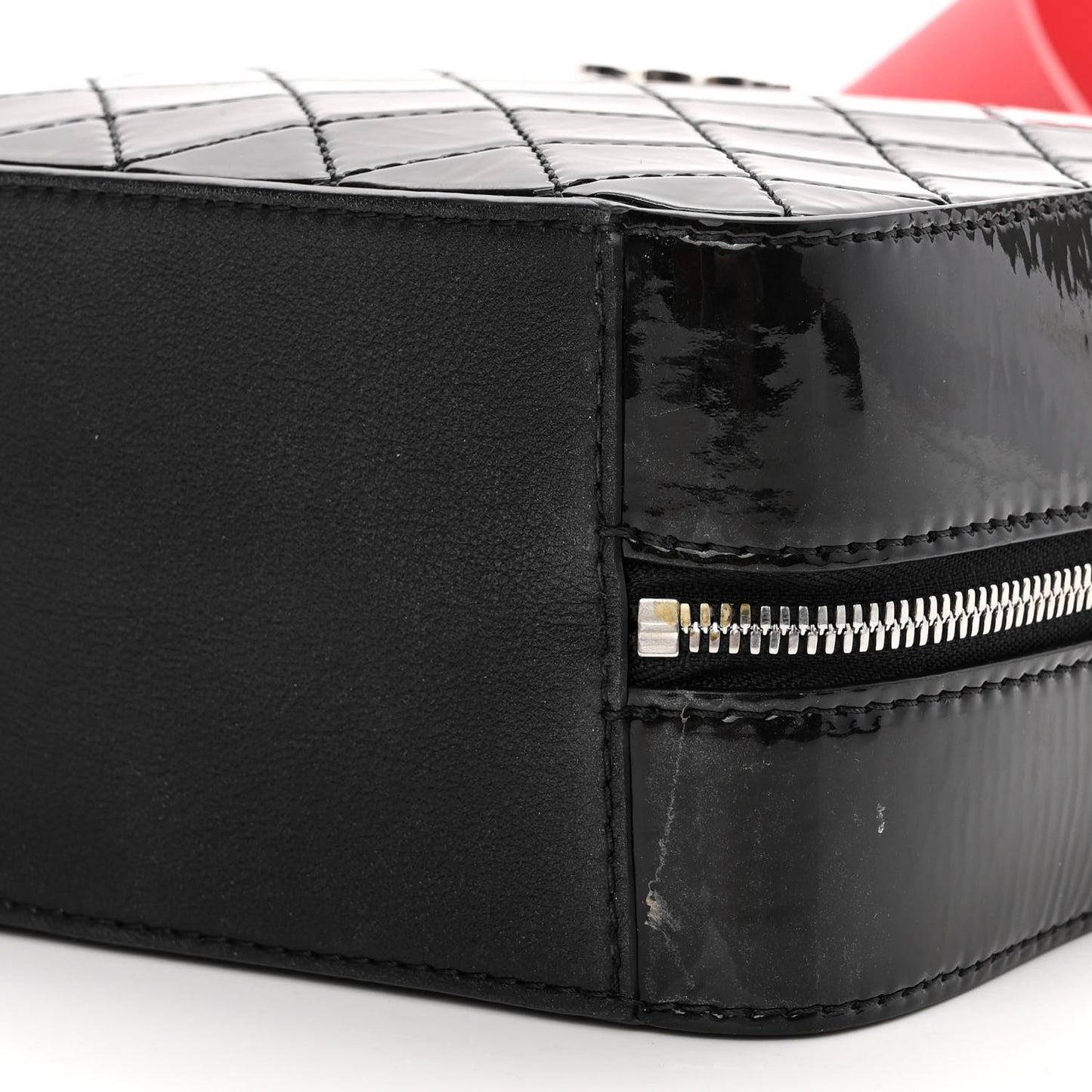 Patent Quilted Travel Kit Vanity Case Black