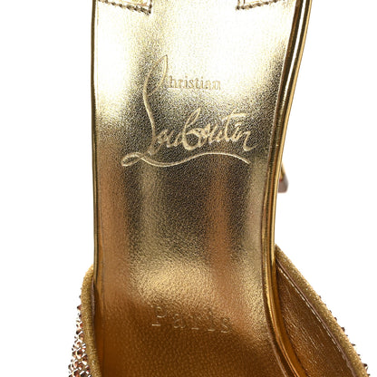Christian Louboutin Suede Crystal Strass Me Dolly 100 Sandals 38.5 Gold 6 of 7