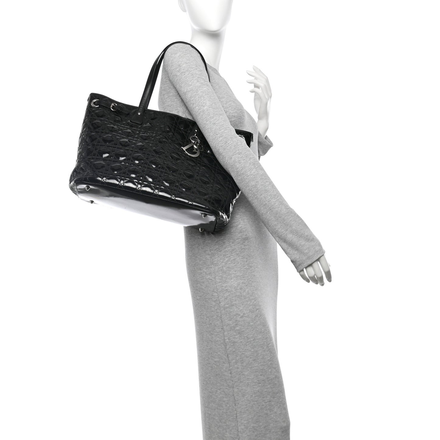 Patent Cannage Medium Panarea Tote Black